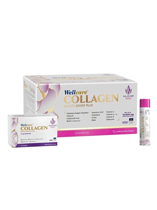 Wellcare Collagen Beauty Plus 10000 mg Karpuz & Nane Aromalı Likit Form 30 Tüp x 4 0ml + 30 Kapsül