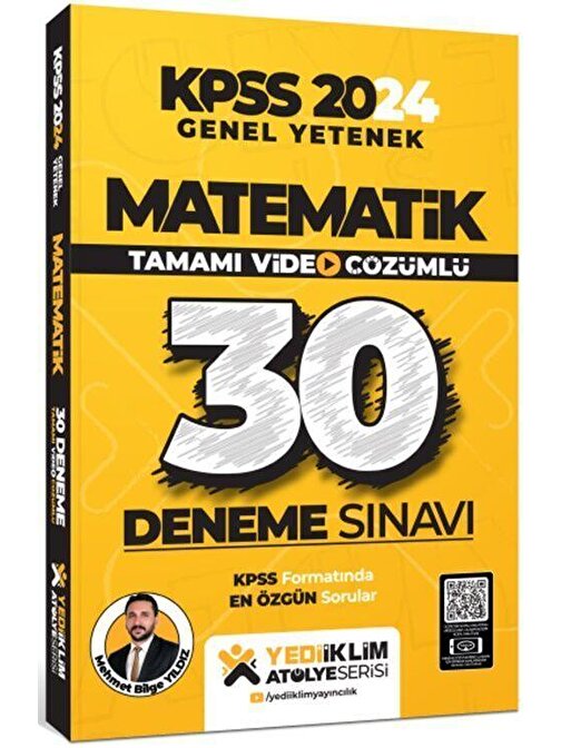 Yediiklim Yayınları 2024 KPSS Matematik Tamamı Video Çözümlü 30 Deneme Yediiklim Yayınları