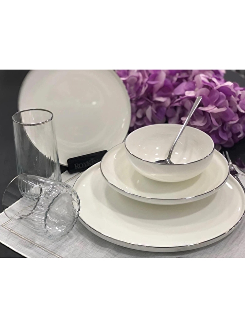 Roy King Silver Thin 55 Parça Bone China Porselen Yemek Takımı Dsn 049