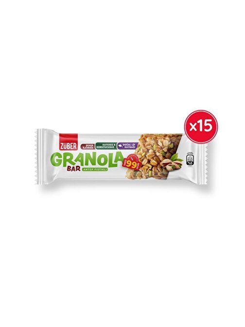 Züber Antep Fıstıklı granola Bar, 25 gr x 15 Adet