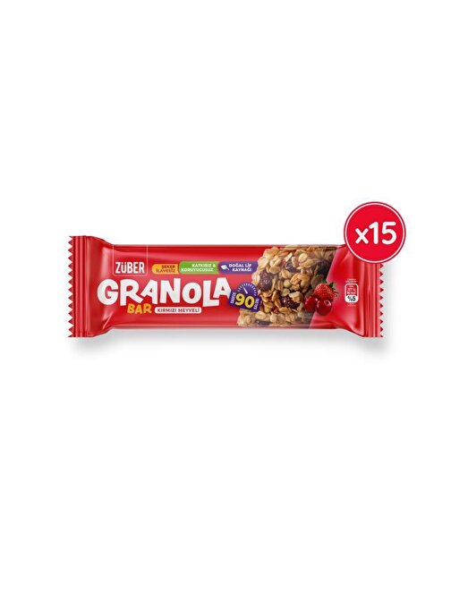 Züber Kırmızı Meyveli granola Bar 25 gr x 15 Adet