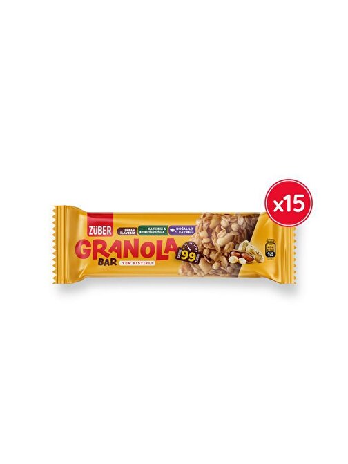 Züber Yer Fıstıklı granola Bar, 25 gr x 15 Adet