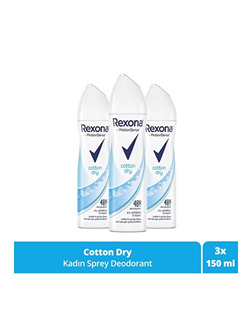 Rexona Koton Dry Kadın Sprey Deodorant 3X150 Ml