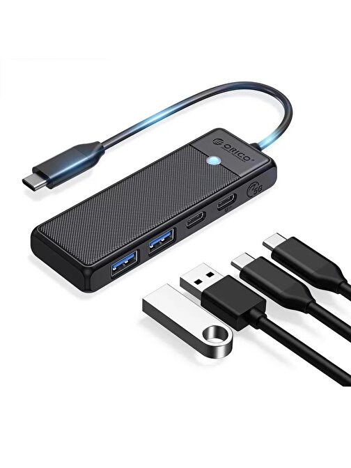 Orico 4 Portlu USB 3.0 Dahili Kablolu 100W Type-C USB Çoğaltıcı Siyah