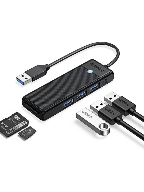 Orico 4 Portlu USB 3.0 Dahili Kablolu Type-C Adaptör USB Çoğaltıcı Siyah