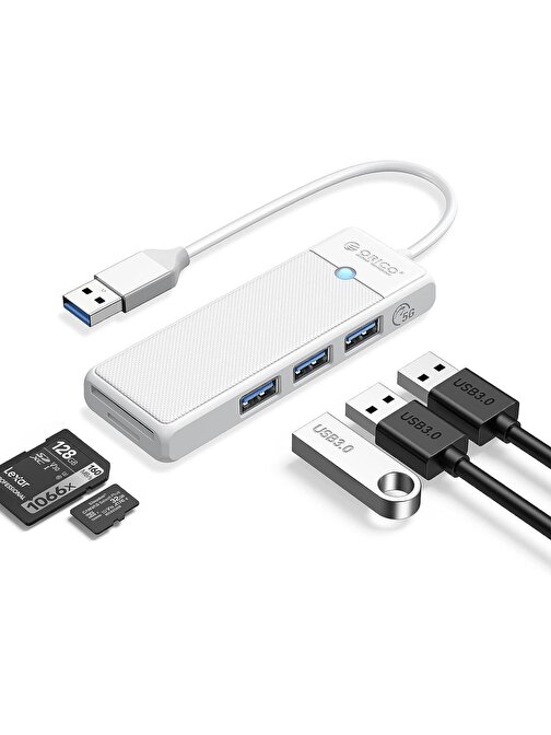 Orico 4 Portlu USB 3.0 Dahili Kablolu Type-C Adaptör USB Çoğaltıcı Beyaz