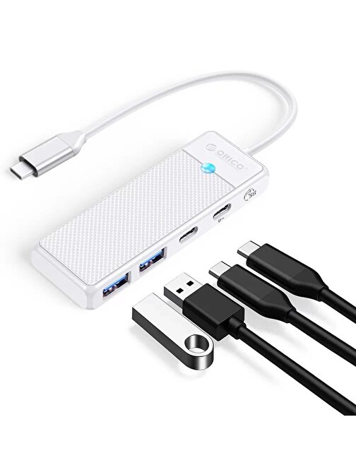 Orico 4 Portlu USB 3.0 Dahili Kablolu 100W Type-C USB Çoğaltıcı Beyaz