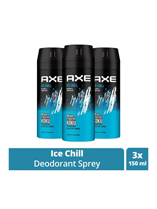 Erkek Deodorant & Bodyspray Ice Chill 48 Saat Etkileyici Koku 150 ml X3 Adet