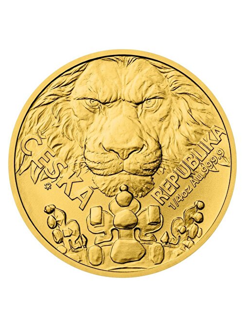 AgaKulche Gold 1/4 Oz Bullion Coin Czech Lion 2023 Stand