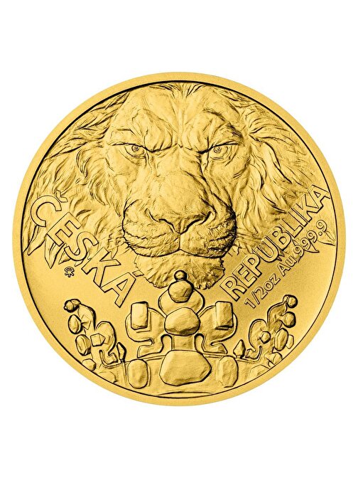 AgaKulche Gold 1/2 Oz Bullion Coin Czech Lion 2023 Stand