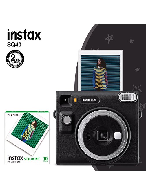 Instax SQ40 Siyah Fotoğraf Makinesi ve 10lu Kare Film