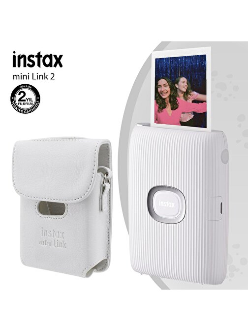 Instax Mini Link 2 Beyaz Akıllı Telefon Yazıcısı ve Deri Kılıf