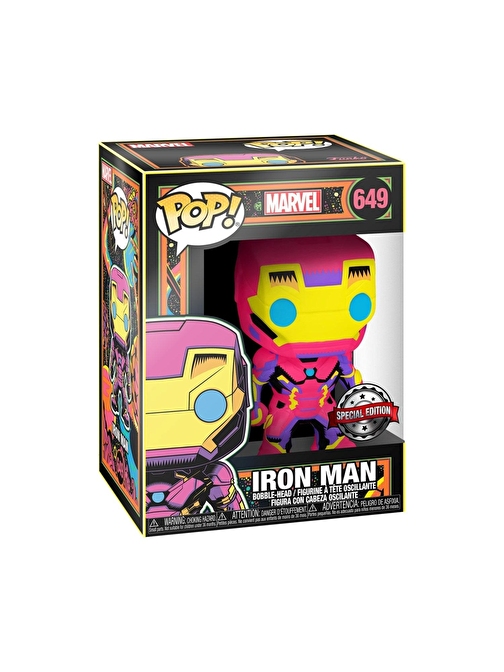 Funko Pop Marvel: Black Light - Iron Man Special Edition Çizgi Film Karakter Figürü