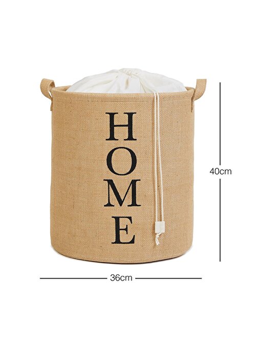 Ocean Home Textile Ağzı Büzgülü Home Jüt Çamaşır Sepeti 36 x 40 cm