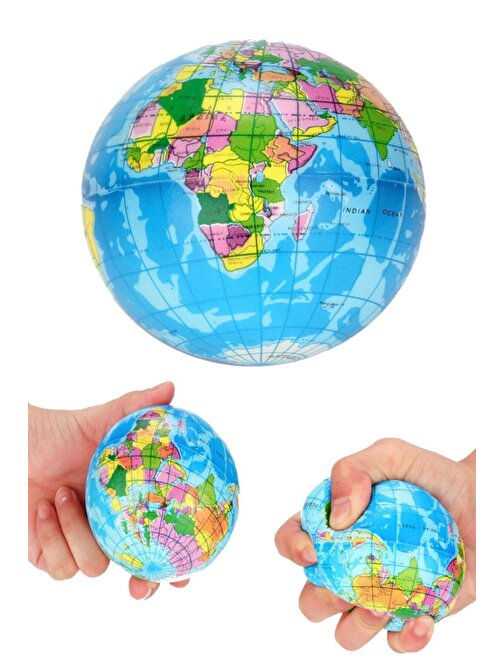 Limmy Dünya Desenli Popit Stres Topu Eğitici Oyuncak 6 cm Çap