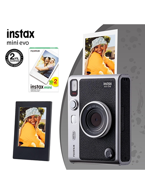 Instax Mini Evo Siyah Fotoğraf Makinesi 20li Film ve Çerçeve