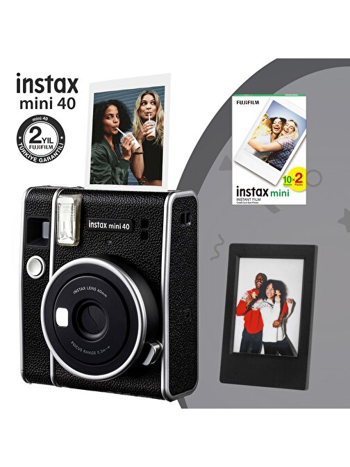 Instax Mini 40 Fotoğraf Makinası-20li Film ve Çerçeve