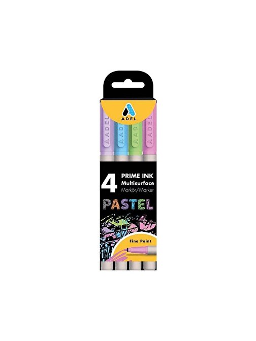 Adel Prime Ink Multisurface 4’lü Marker Pastel