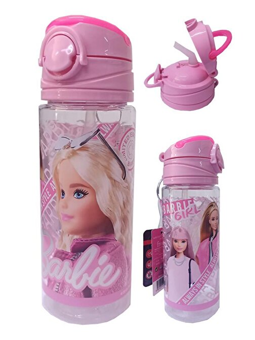 Frocx Kız Çocuk Barbie Matara 500 ml 1 Adet Lisanslı Barbi Suluk Okul Matarası Öğrenci Suluğu Pembe