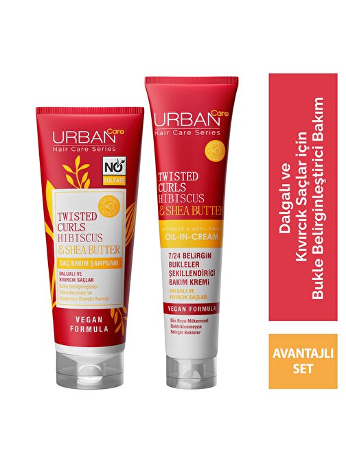 URBAN Care Hibiscus&Shea Butter Kıvırcık ve Dalgalı Saçlara Özel Saç Bakım Seti-Vegan