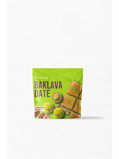 Patiswiss Baklava Date Şeker İlavesiz Antep Fıstıklı Hurma Topu 90 gr