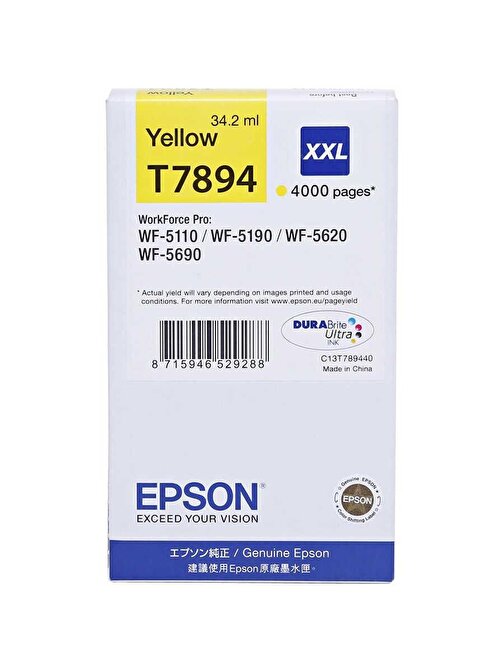 Epson Wf-5 Yazıcı Orijinal Sarı Kartuş