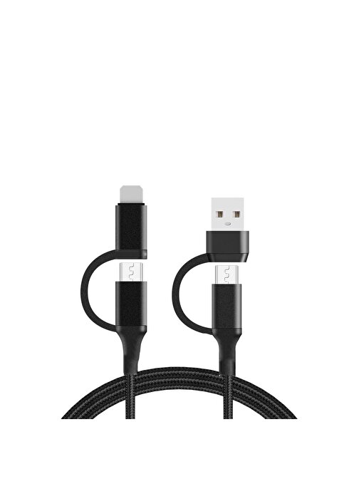 Schitec Apple 100W 4in1 Type-C - USB - Lıghtning Type-C Hızlı Şarj Data Kablosu 1 m Siyah