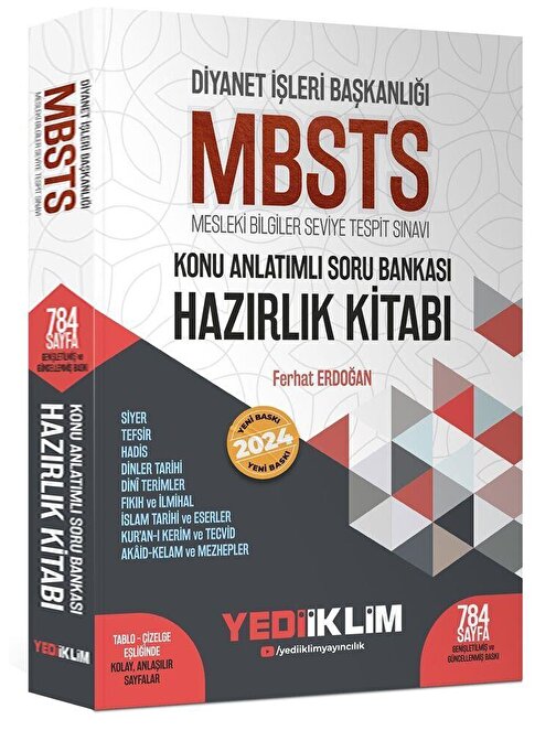 Yediiklim Yayınları 2024 Diyanet İşleri Başkanlığı MBSTS Konu Anlatımlı Soru Bankası Hazırlık Kitabı Yediiklim