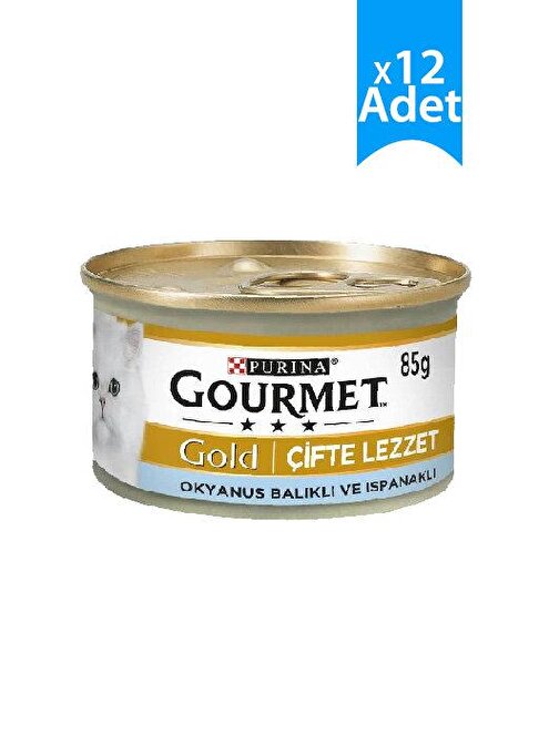 Gourmet Gold Balık Ve Ispanak Çifte Lezzet Kedi Konservesi 85 gr X 12 Adet