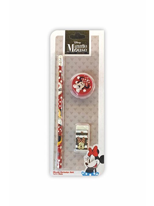 3 Parça Disney Minnie Mouse Lisanslı Süper Okul Kırtasiye Seti Hediye