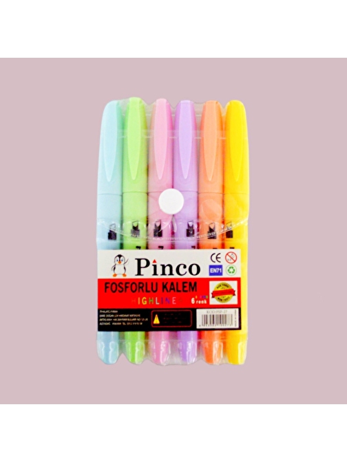 Pinco Pastel Kalem Tipi Fosforlu Kalem 6'lı Fsf-27