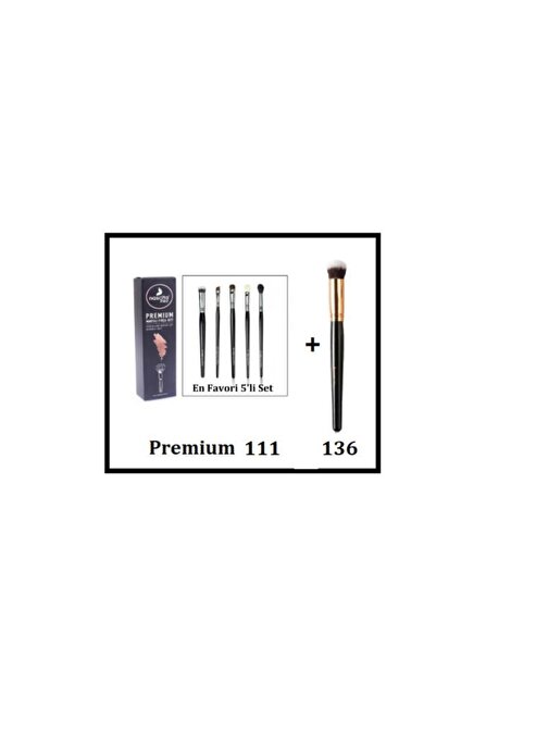Nascita Oval Yapılı Kapatıcı Fırça 136 & Premıum 111 Pro Favori Fırça Seti 5'li
