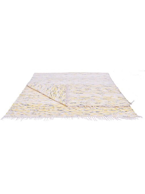 Kustulli Setenay El Dokuması Penye Kilim Sarı/Beyaz100x200 cm K0673 S1/R15