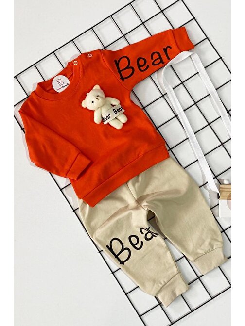 Bebeci Burada Bear Ayıcık Oyuncaklı Bebek 2'li Takım Turuncu 9 - 12 Ay