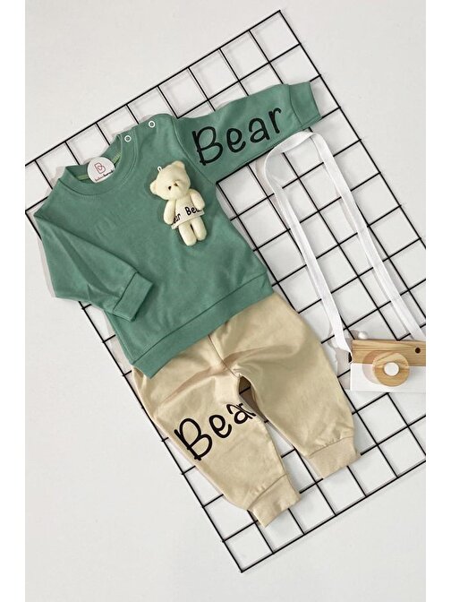 Bebeci Burada Bear Ayıcık Oyuncaklı Bebek 2'li Takım Yeşil 12 - 18 Ay