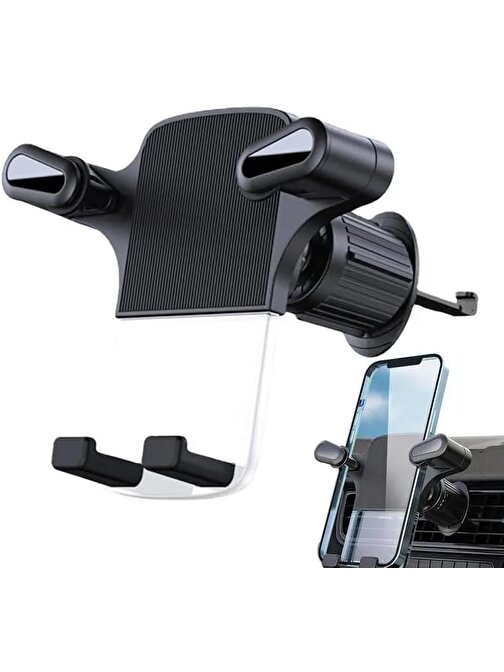 Coverzone Araç Telefon Tutucu Araba Havalandırmasına Uygulanabilen 360 Derece Dönebilen Uygun Kıskaçlı Model Araba Kalorifer Izgarasına Montaj Siyah Renk Ca-05