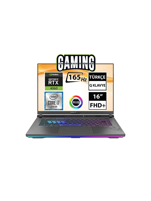 Asus ROG Strix G16 G614JV-N3159A3 NVIDIA GeForce RTX 4060 Intel Core i7-13650HX 16 GB RAM 512 GB + 1 TB SSD 16 inç Full HD Freedos Dizüstü Bilgisayar