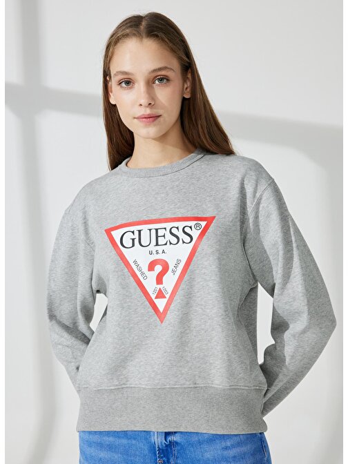 Guess Bisiklet Yaka Gri Kadın Sweatshırt W2YQ16KBA10LMGY