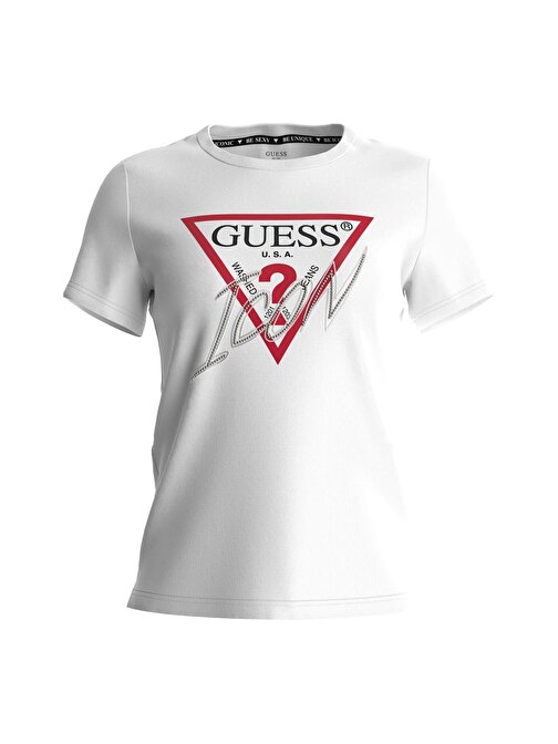 Guess Bisiklet Yaka Beyaz Kadın T-Shirt W3YI42I3Z13G011