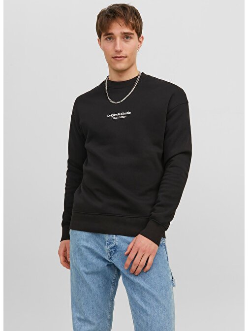 Jack & Jones Bisiklet Yaka Siyah Erkek Sweatshırt 12241694_JORVESTERBRO SWEAT CREW NE