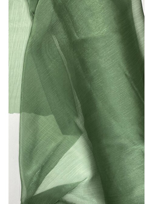 Nefertiya Abiye Elbiselik Işıltılı Tül Cam Organze Kumaş Yeşil