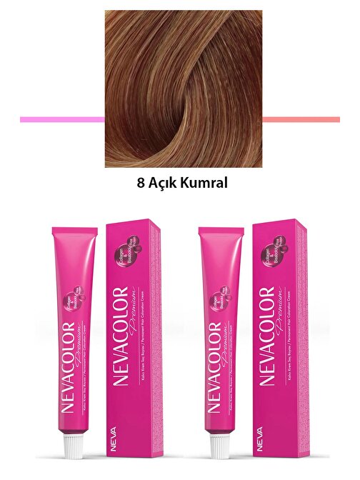 2 li Set Premium 8 Açık Kumral - Kalıcı Krem Saç Boyası 2 X 50 g Tüp
