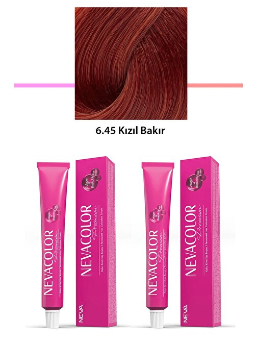 2 li Set Premium 6.45 Kızıl Bakır - Kalıcı Krem Saç Boyası 2 X 50 g Tüp