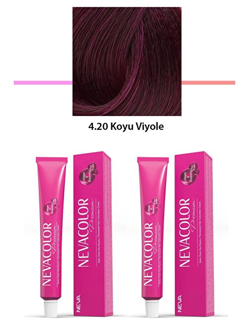 2 li Set Premium 4.20 Koyu Viyole - Kalıcı Krem Saç Boyası 2 X 50 g Tüp