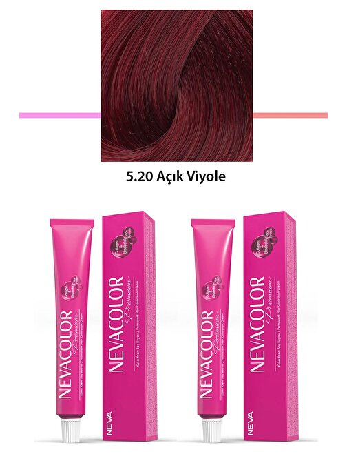 2 li Set Premium 5.20 Açık Viyole - Kalıcı Krem Saç Boyası 2 X 50 g Tüp