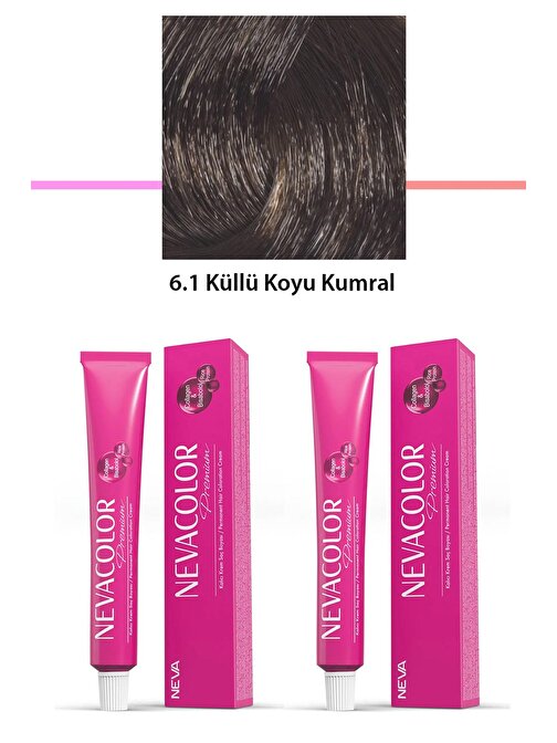 2 li Set Premium 6.1 Küllü Koyu Kumral - Kalıcı Krem Saç Boyası 2 X 50 g Tüp