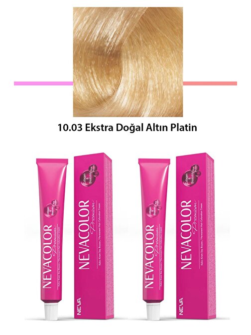 2 li Set Premium 10.03 Ekstra Doğal Altın Platin - Kalıcı Krem Saç Boyası 2 X 50 g Tüp