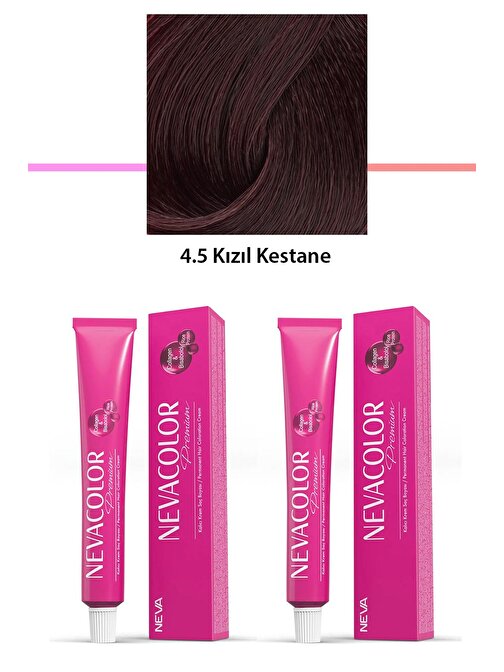 2 li Set Premium 4.5 Kızıl Kestane - Kalıcı Krem Saç Boyası 2 X 50 g Tüp