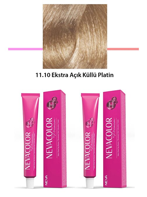 2 li Set Premium 11.10 Ekstra Açık Küllü Platin - Kalıcı Krem Saç Boyası 2 X 50 g Tüp