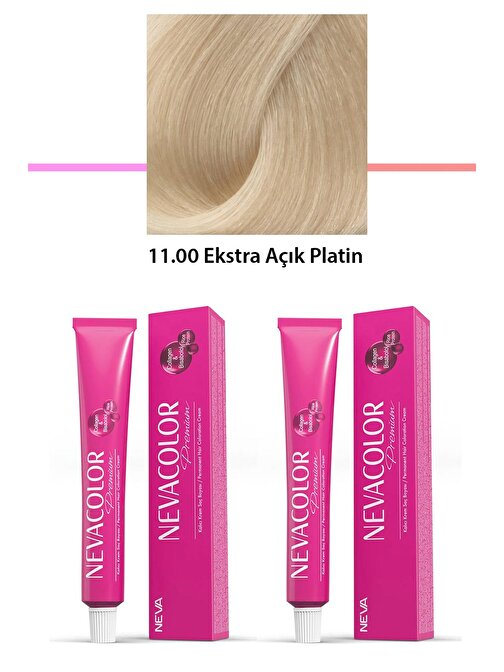 2 li Set Premium 11.00 Ekstra Açık Platin - Kalıcı Krem Saç Boyası 2 X 50 g Tüp